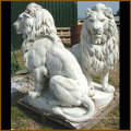 Hot sale life size marble stone lion sculpture for garden ornament